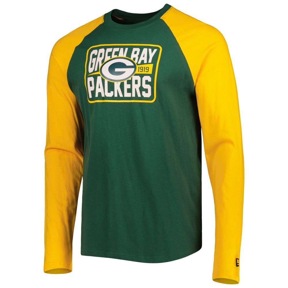 Men's New Era Green Bay Packers Current Raglan Long Sleeve T-Shirt