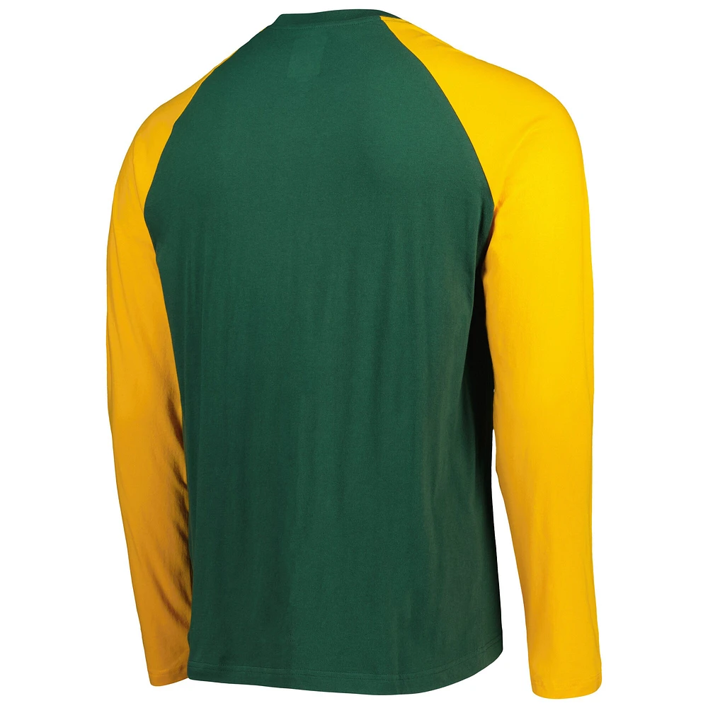 T-shirt à manches longues raglan Current Green Bay Packers New Era pour homme, vert