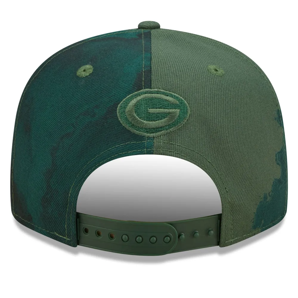 Men's New Era Green Bay Packers 2022 Sideline 9FIFTY Ink Dye Snapback Hat