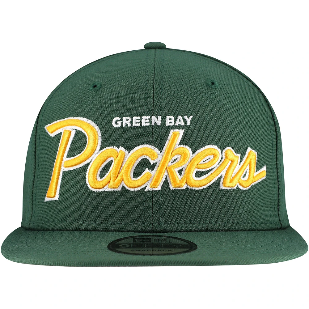 Casquette Snapback 9FIFTY pour homme New Era bleu marine Green Bay Packers Main Script