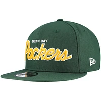 Casquette Snapback 9FIFTY pour homme New Era bleu marine Green Bay Packers Main Script