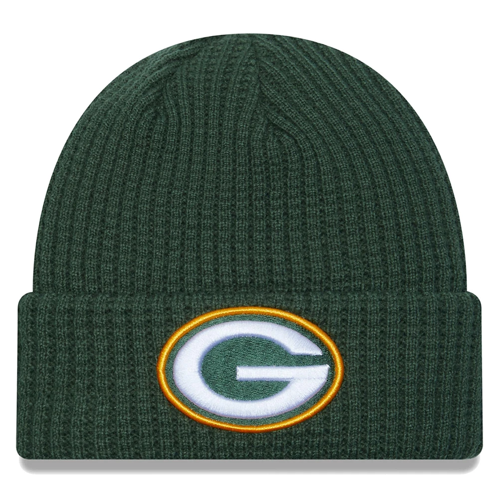 Bonnet en tricot à revers Prime Green Bay Packers New Era pour homme vert