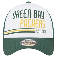 Men's New Era Green Green Bay Packers Stacked A-Frame Trucker 9FORTY Adjustable Hat