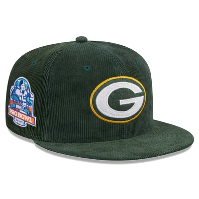 Casquette ajustée 59FIFTY en velours côtelé Throwback Green Bay Packers New Era pour hommes