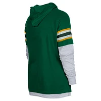 T-shirt à capuche manches longues Twofer Green Bay Packers pour homme New Era vert