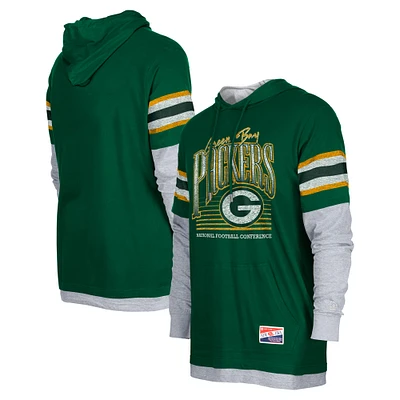 T-shirt à capuche manches longues Twofer Green Bay Packers pour homme New Era vert