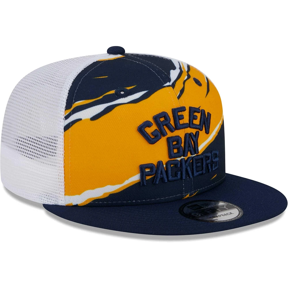 Casquette Snapback 9FIFTY Historic Tear Trucker des Green Bay Packers New Era pour homme, bleu marine