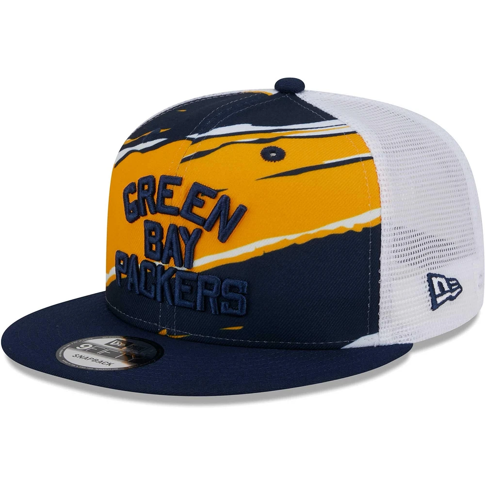 Men's New Era Navy Green Bay Packers Historic Tear Trucker 9FIFTY Snapback Hat