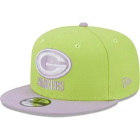 Men's New Era Neon Green/Lavender Green Bay Packers Two-Tone Color Pack 9FIFTY Snapback Hat