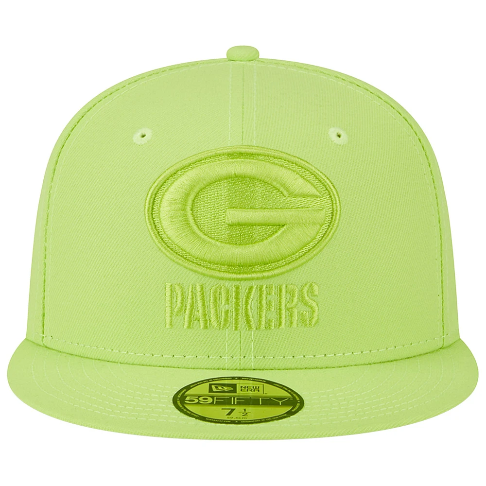 Men's New Era Neon Green Bay Packers Color Pack Brights 59FIFTY Fitted Hat