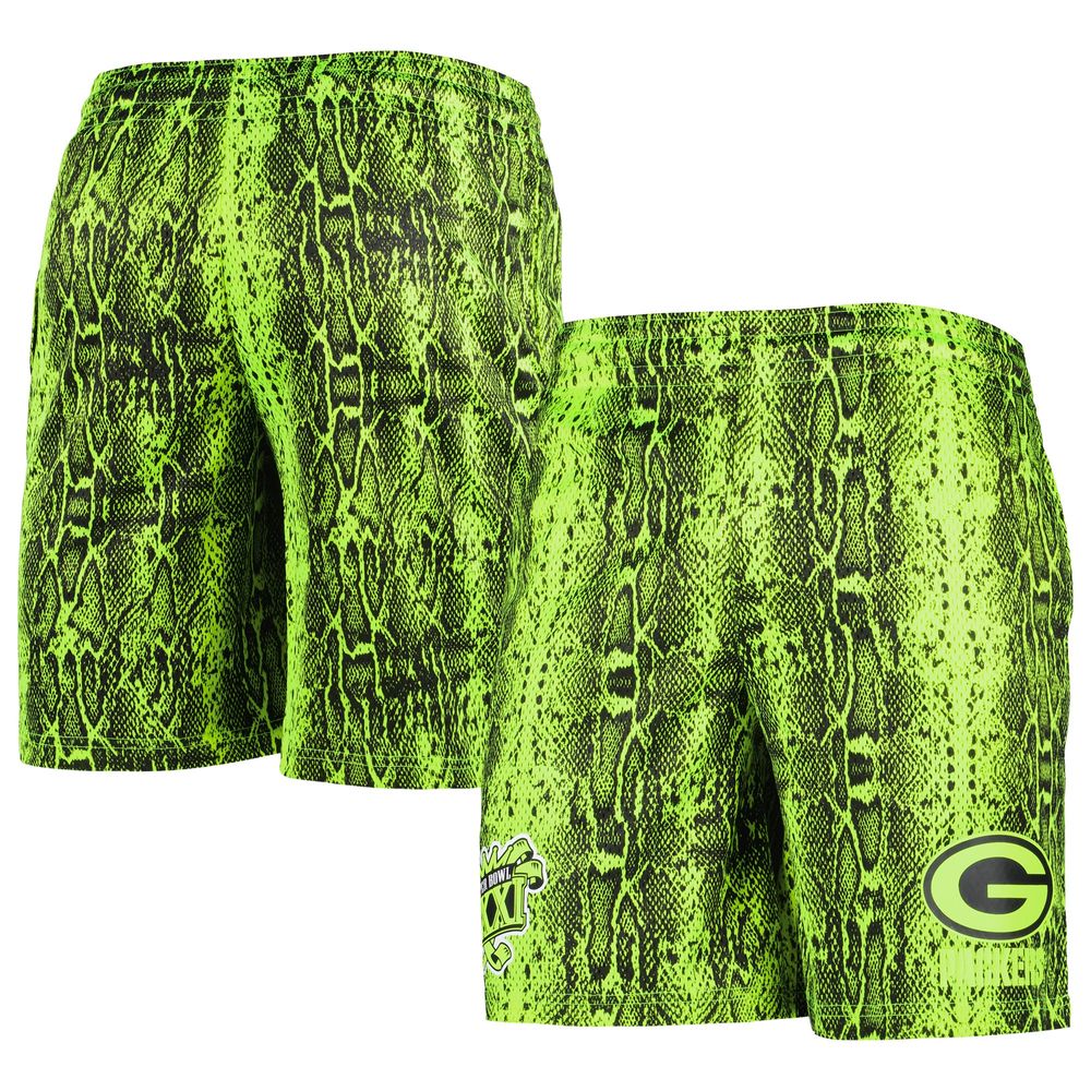 Men's New Era Neon Green Bay Packers Summer Pop Shorts