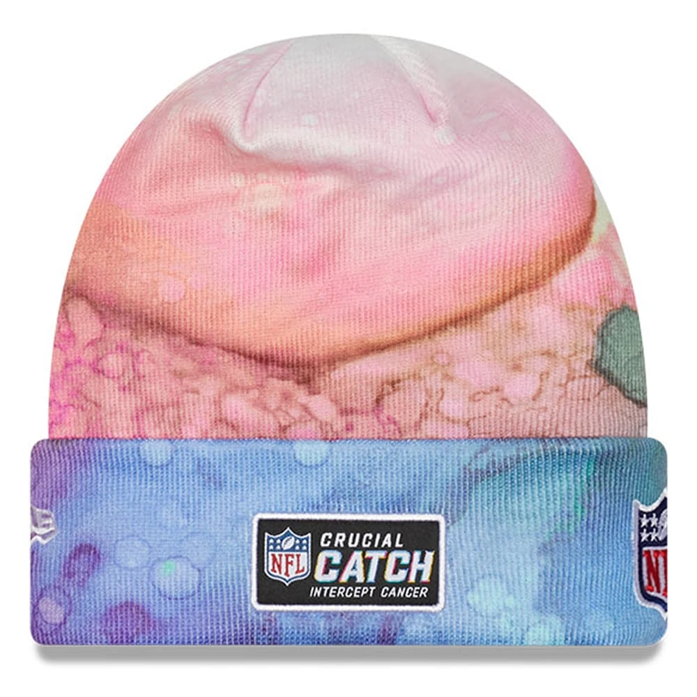 Men's New Era Pink Green Bay Packers 2022 NFL Crucial Catch - Cuffed Knit Hat