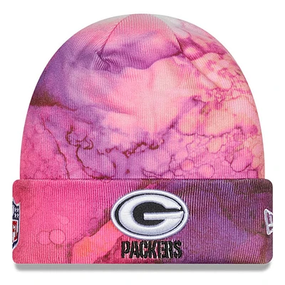 Men's New Era Pink Green Bay Packers 2022 NFL Crucial Catch - Cuffed Knit Hat