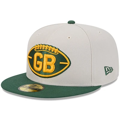 Men's New Era Stone/Green Green Bay Packers 2024 Sideline Historic 59FIFTY Fitted Hat