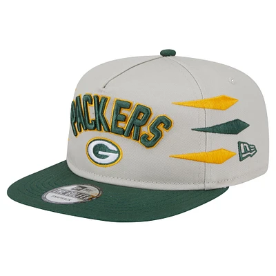 Casquette de golf athlétique à visière plate New Era Stone/Green Green Bay Packers pour homme