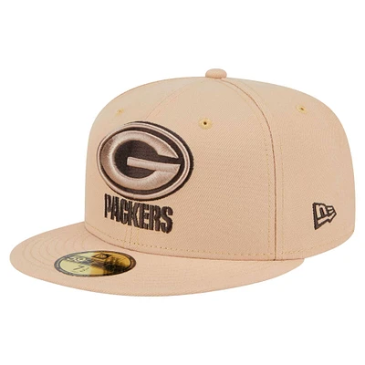 Casquette ajustée 59FIFTY pour homme New Era Tan Green Bay Packers Candied Pecan