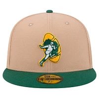 Men's New Era Tan Green Bay Packers  Throwback Logo Main 59FIFTY Fitted Hat