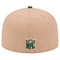 Men's New Era Tan Green Bay Packers  Throwback Logo Main 59FIFTY Fitted Hat