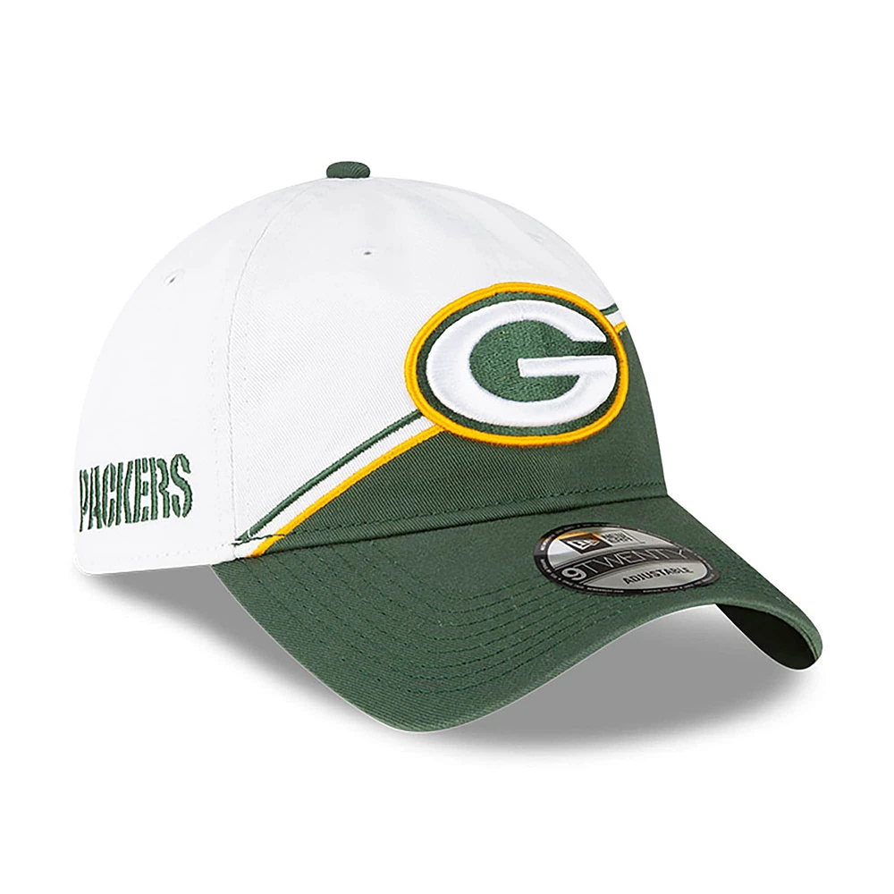 Casquette réglable New Era Green Bay Packers 2023 Sideline 9TWENTY pour homme, blanc/vert