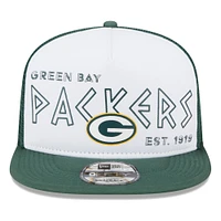 Men's New Era White/Green Green Bay Packers Banger 9FIFTY Trucker Snapback Hat