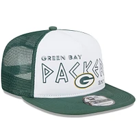 Men's New Era White/Green Green Bay Packers Banger 9FIFTY Trucker Snapback Hat