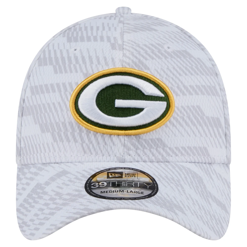 Casquette New Era blanche Green Bay Packers Gameday Graded 39THIRTY Flex pour homme
