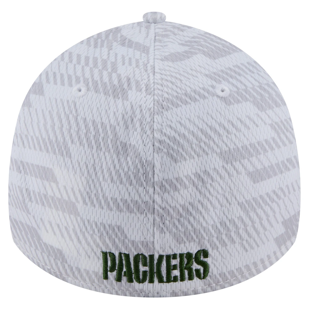 Casquette New Era blanche Green Bay Packers Gameday Graded 39THIRTY Flex pour homme