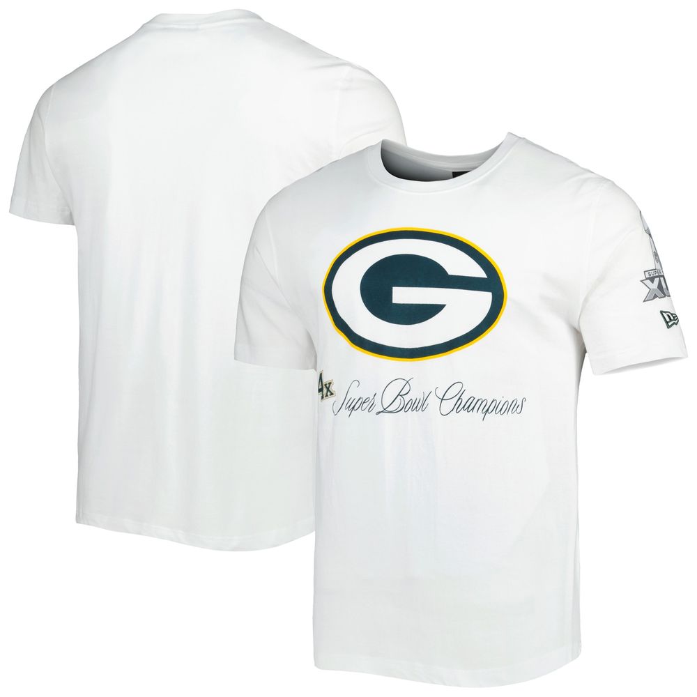 Men's New Era White Green Bay Packers Historic Champs T-Shirt