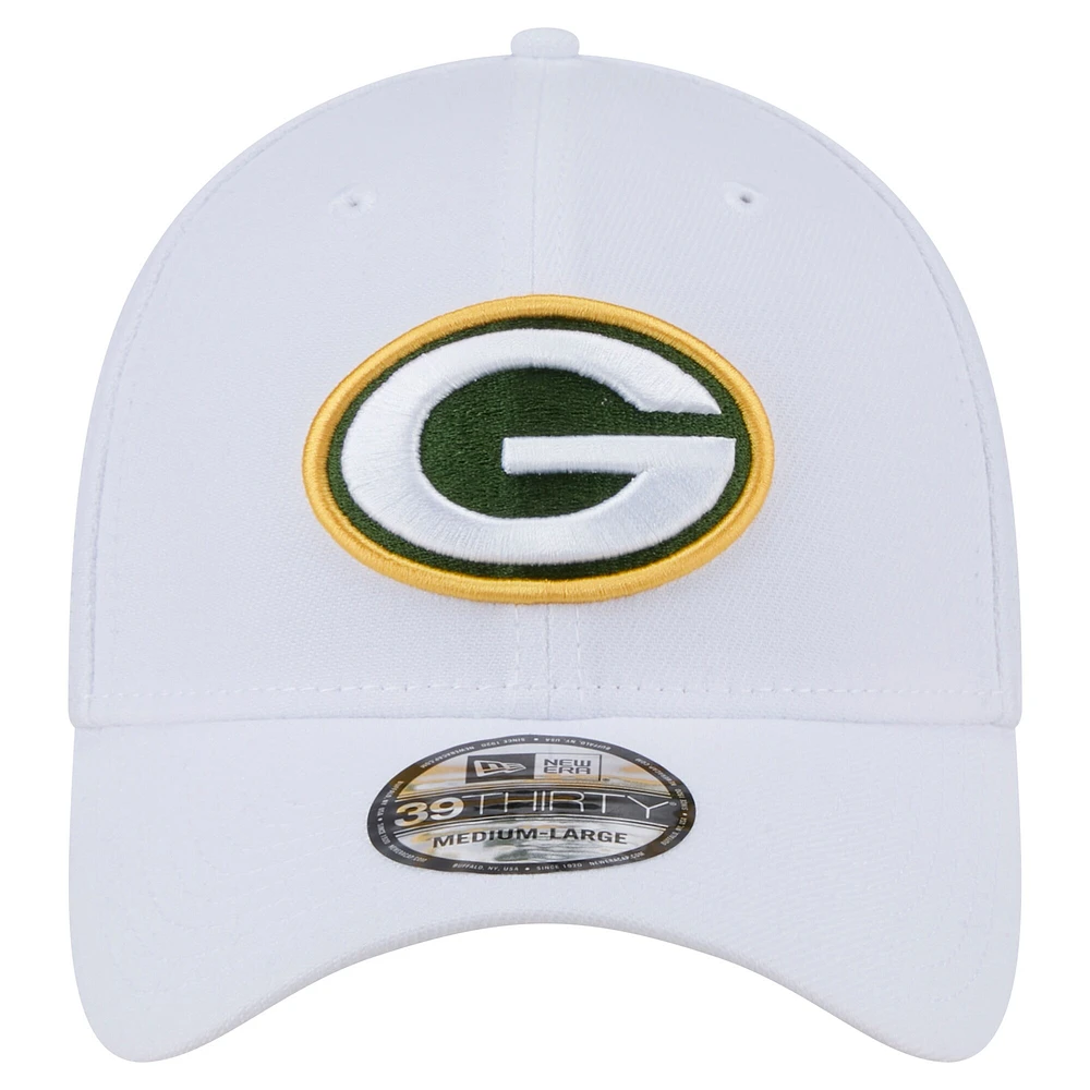 Casquette New Era 39THIRTY Flex blanche pour homme des Packers de Green Bay