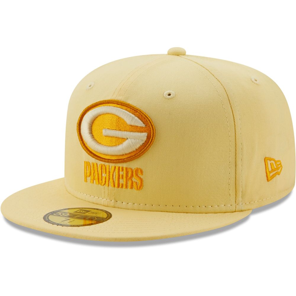 Men's New Era Yellow Green Bay Packers 100 Seasons The Pastels 59FIFTY Fitted Hat