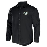 Men's NFL x Darius Rucker Collection by Fanatics Black Green Bay Packers Convertible Twill Long Sleeve Button-Up Shirt