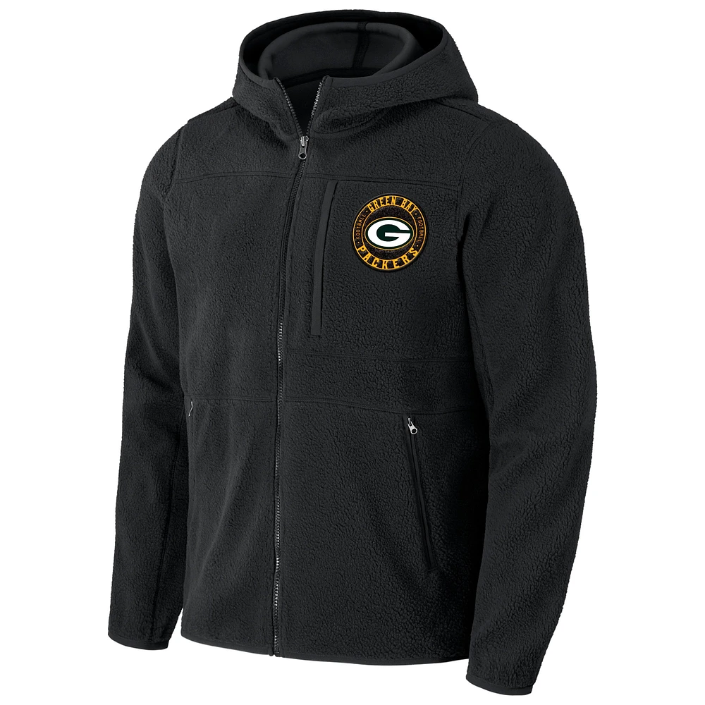 Men's NFL x Darius Rucker Collection by Fanatics  Black Green Bay Packers Sherpa Full-Zip Hoodie