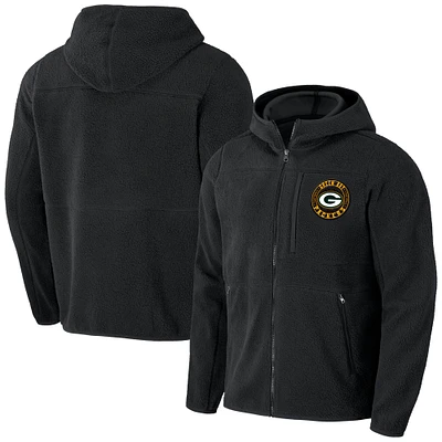 Sweat à capuche zippé en sherpa pour homme de la collection NFL x Darius Rucker par Fanatics Black Green Bay Packers