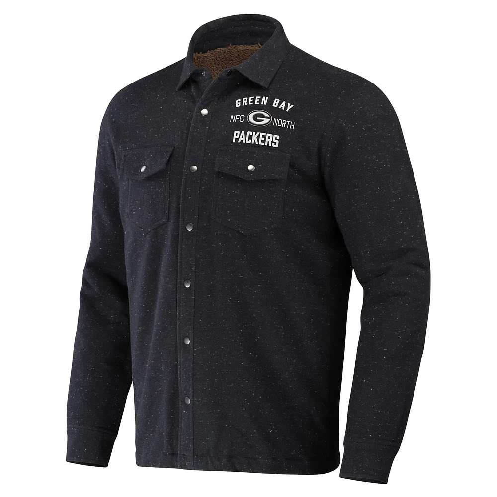 Veste Shacket à boutons-pression pour homme de la collection NFL x Darius Rucker Fanatics, couleur anthracite, des Green Bay Packers