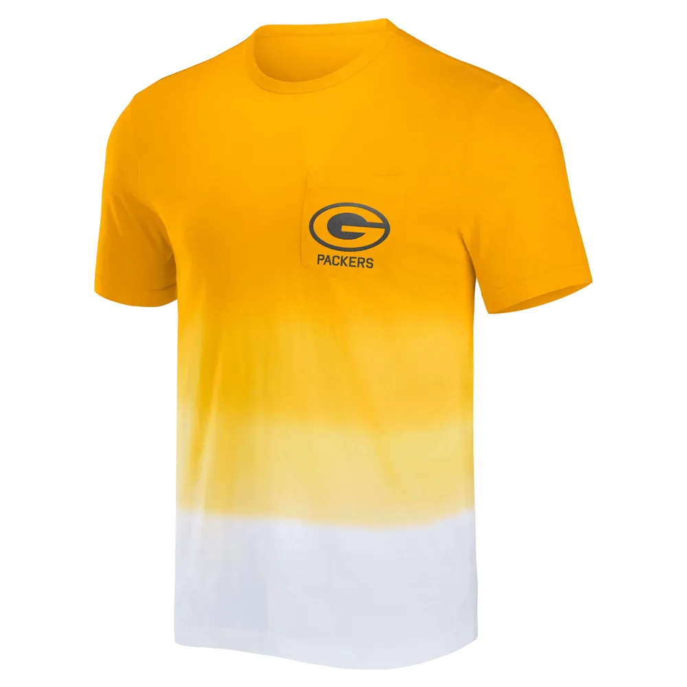 Men's NFL x Darius Rucker Collection by Fanatics Gold/White Green Bay Packers Dip Dye Pocket T-Shirt