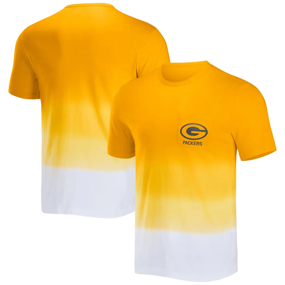 Collection NFL x Darius Rucker pour hommes par Fanatics Or/Blanc T-shirt à poche Dip Dye des Packers de Green Bay