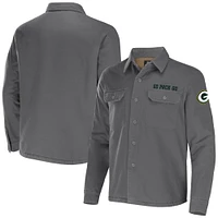 Veste chemise boutonnée en toile pour hommes NFL x Darius Rucker par Fanatics, gris, Green Bay Packers