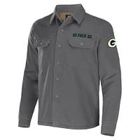 Veste chemise boutonnée en toile pour hommes NFL x Darius Rucker par Fanatics, gris, Green Bay Packers