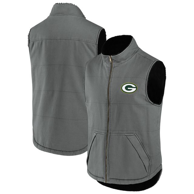 Collection NFL x Darius Rucker pour hommes par Fanatics Gilet gris à fermeture éclair et doublure en sherpa Green Bay Packers