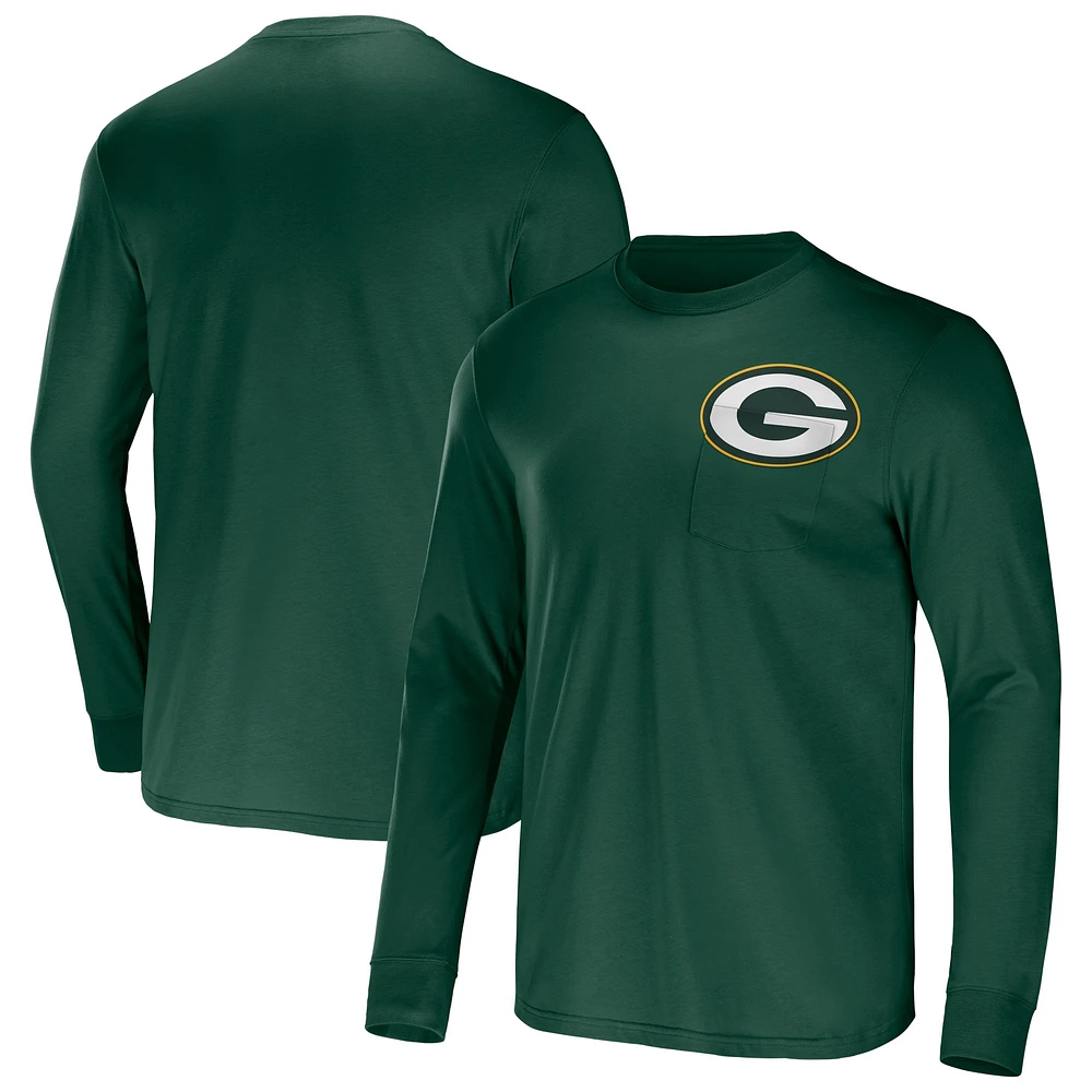 Collection NFL x Darius Rucker pour hommes par Fanatics Green T-shirt à poche manches longues de l'équipe des Packers Bay