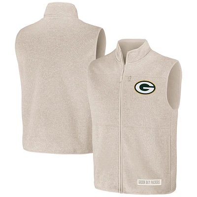 Gilet zippé pour homme de la collection NFL x Darius Rucker Fanatics Oatmeal Green Bay Packers