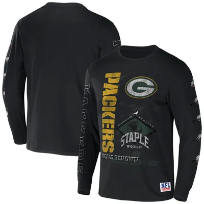 Green Bay Packers NFL x Staple World Renowned Long Sleeve T-Shirt - Black