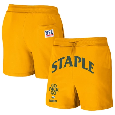 Short en molleton délavé vintage NFL x Staple Gold Green Bay Packers pour homme