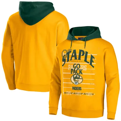 Green Bay Packers NFL x Staple Throwback Vintage Wash Pullover Hoodie - Gold