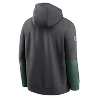 Sweat à capuche Nike Anthracite Green Bay Packers 2024 Sideline Club pour homme