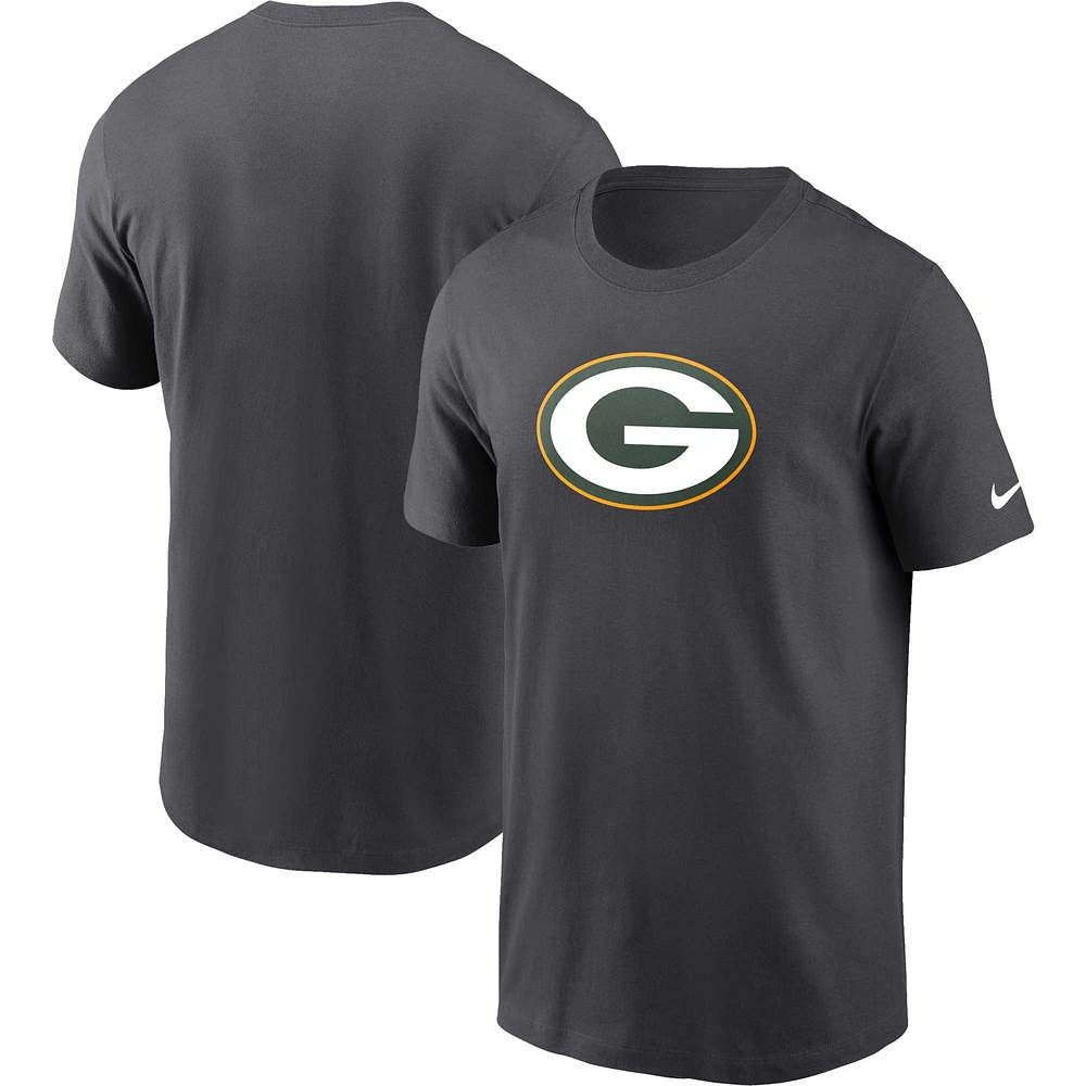 Men's Nike  Anthracite Green Bay Packers Logo Essential T-Shirt