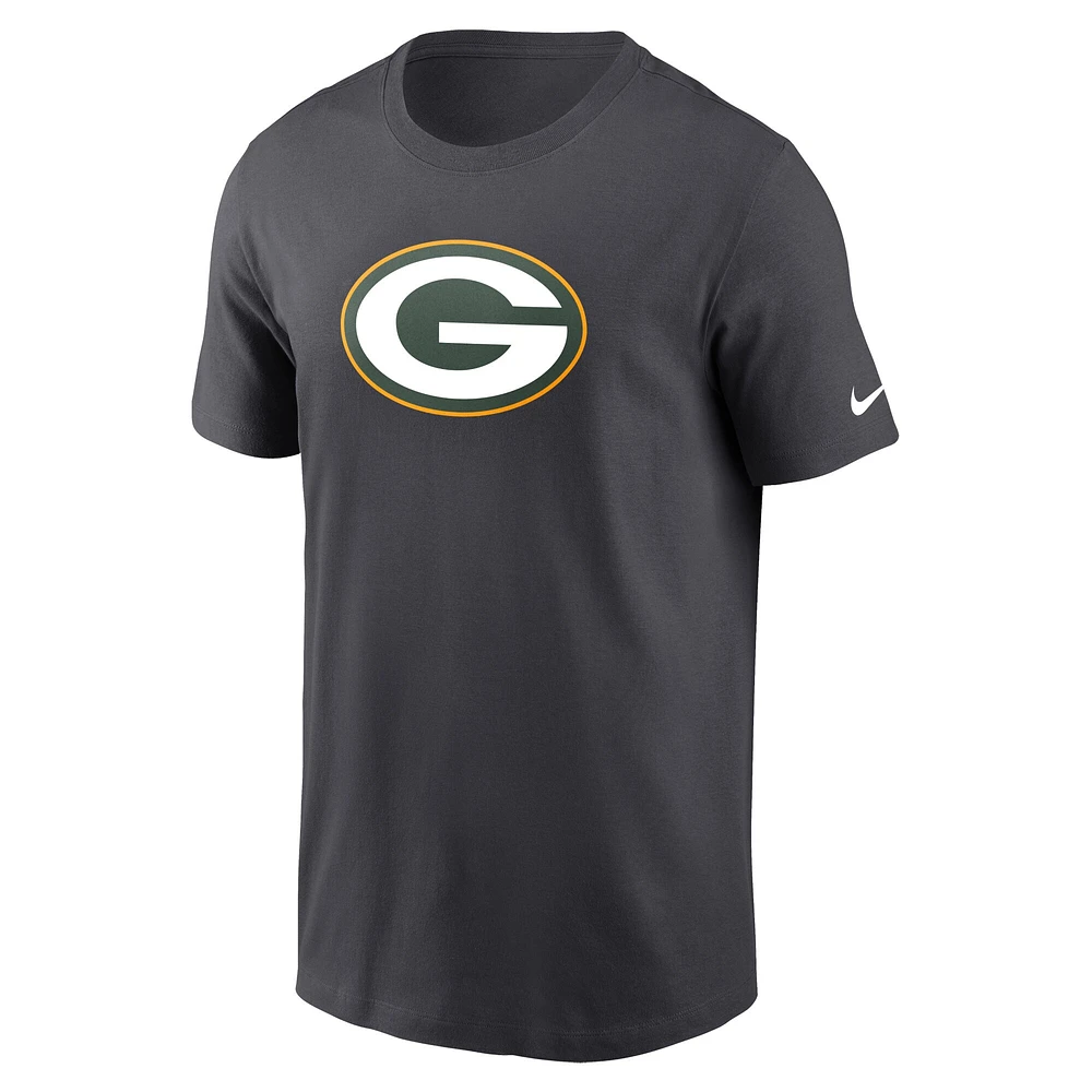 Men's Nike  Anthracite Green Bay Packers Logo Essential T-Shirt