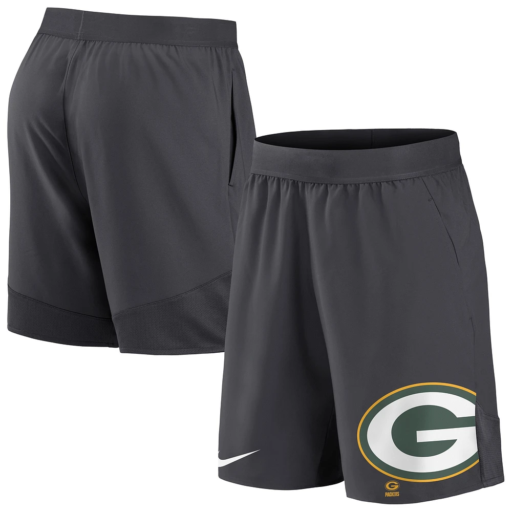 Men's Nike Anthracite Green Bay Packers Stretch Performance Shorts