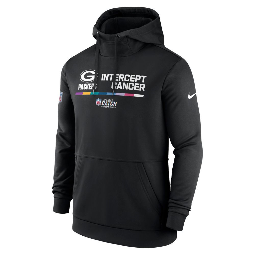 Men's Nike Black Green Bay Packers 2022 NFL Crucial Catch - Therma Performance Pullover Hoodie