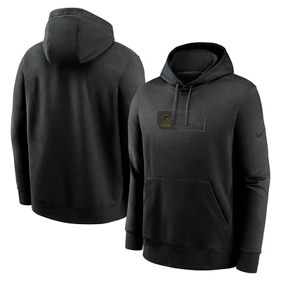 Men's Nike Black Green Bay Packers Edge French Terry Club Pullover Hoodie